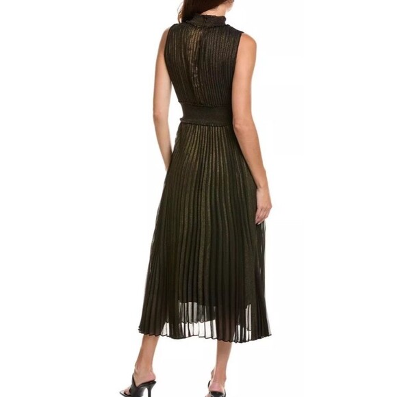Nanette Nanette Lepore Accordion Pleated Midi Dress Size 4 Black Gold Cocktail - Picture 14 of 16